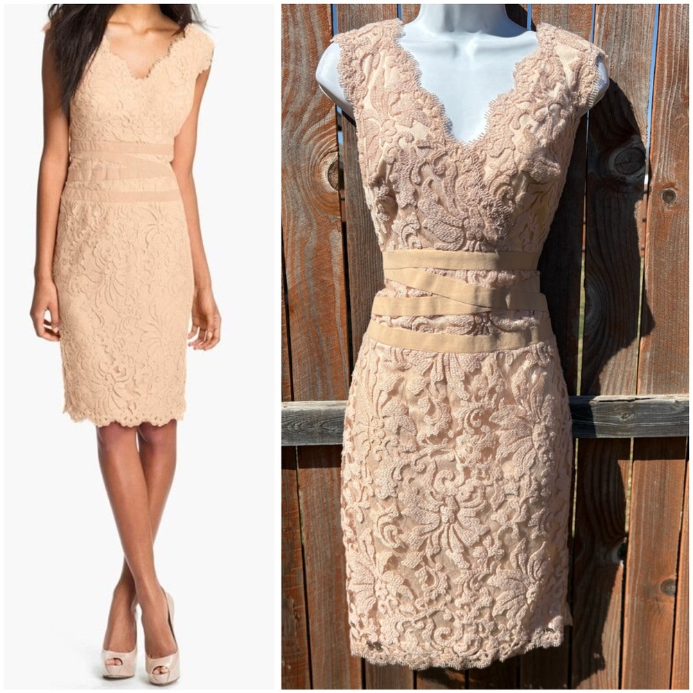 Tadashi Shoji Lace Dress in Beige